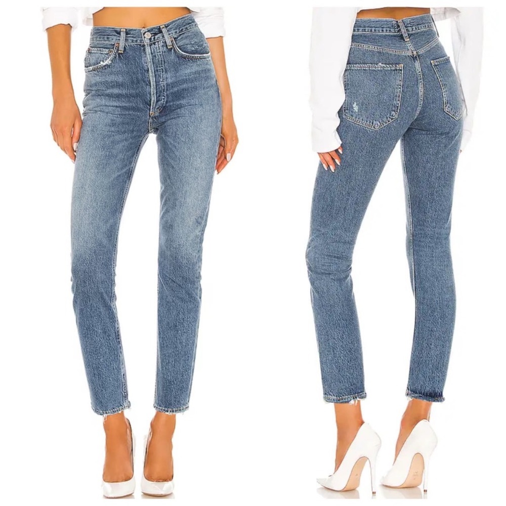 AGOLDE Riley High Rise Button Fly Straight Leg Crop Jean Size 25